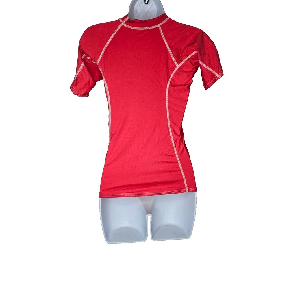 Narragansett Surf Shop Red Rash Guard Top Short Sleeve Size S‎ Beach Wear Surf